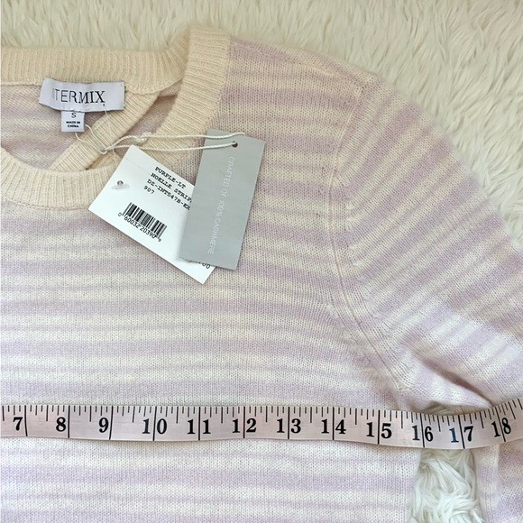 NWT Intermix Noelle Cashmere Striped Crossover Back Sweater - Picture 12 of 15